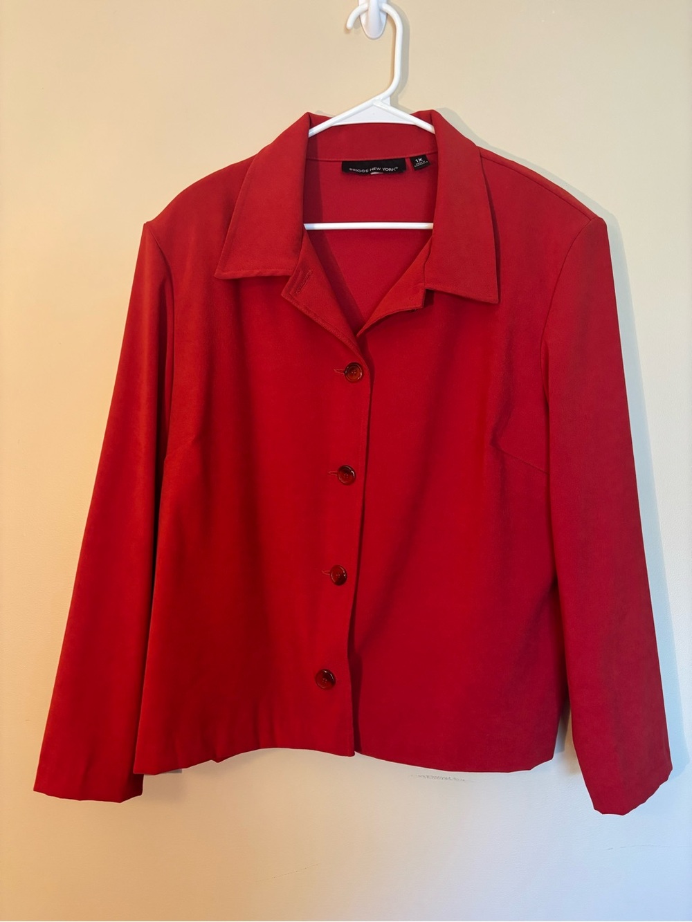 Briggs New York Vibrant Red Button-Front Blazer